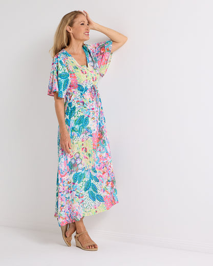 Glinda Cotton Maxi Dress - Pastel Kaleidoscope