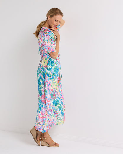 Glinda Cotton Maxi Dress - Pastel Kaleidoscope