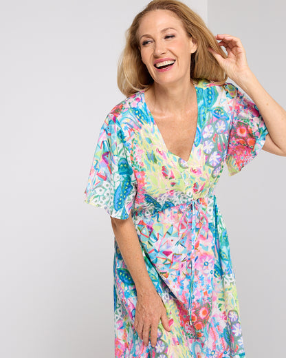 Glinda Cotton Maxi Dress - Pastel Kaleidoscope