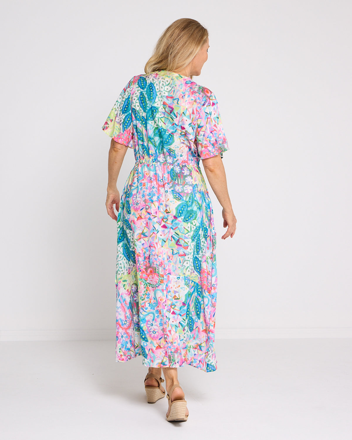 Glinda Cotton Maxi Dress - Pastel Kaleidoscope