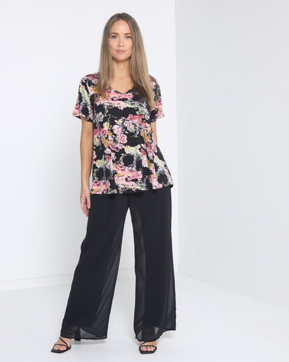 Chateau Plain Chiffon Pant - Black