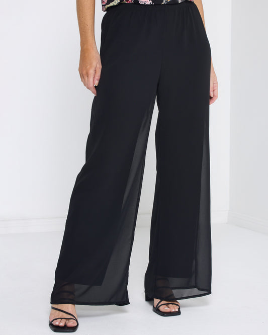 Chateau Plain Chiffon Pant - Black