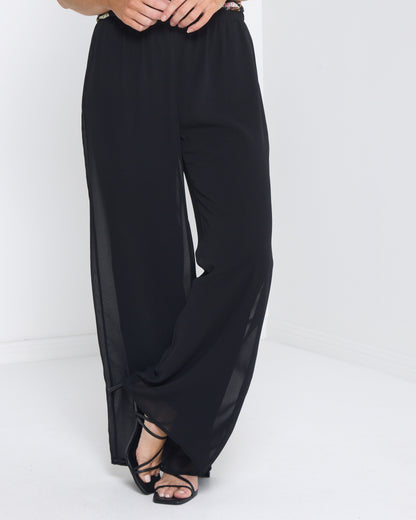 Chateau Plain Chiffon Pant - Black