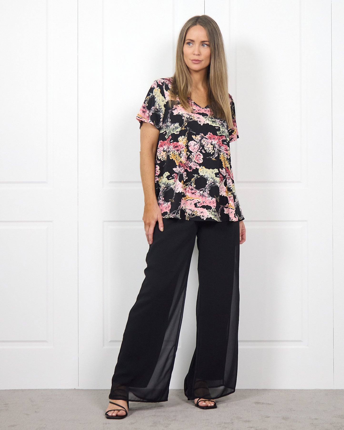 Chateau Plain Chiffon Pant - Black