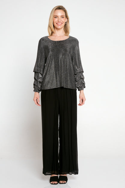 Elayna Lurex Top - Steel