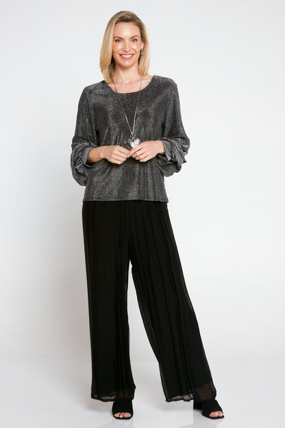 Elayna Lurex Top - Steel