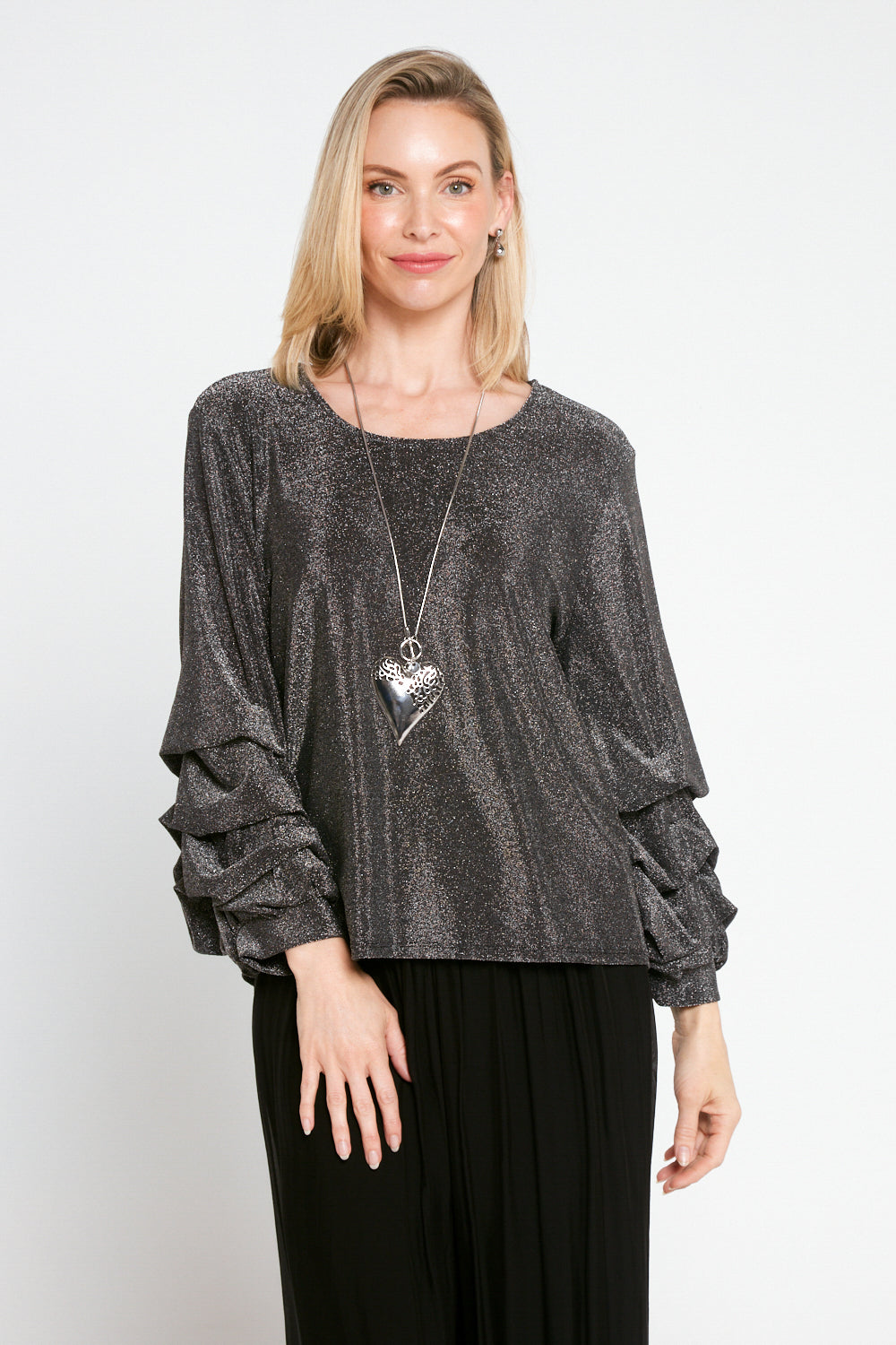 Elayna Lurex Top - Steel