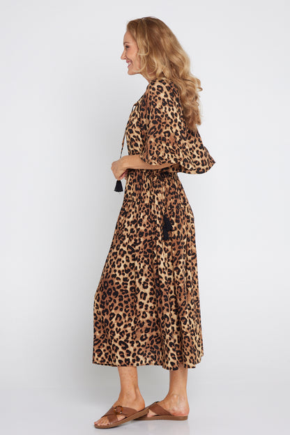 Elise Dress - Brown Leopard Print