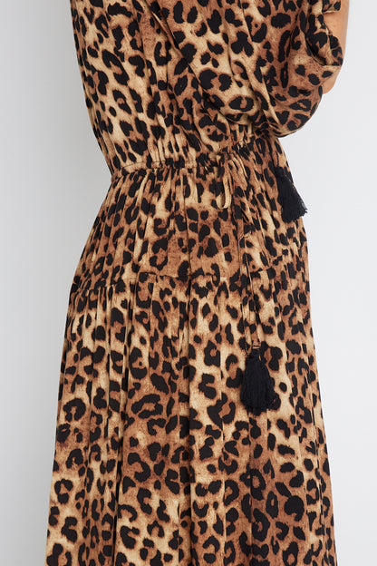Elise Dress - Brown Leopard Print