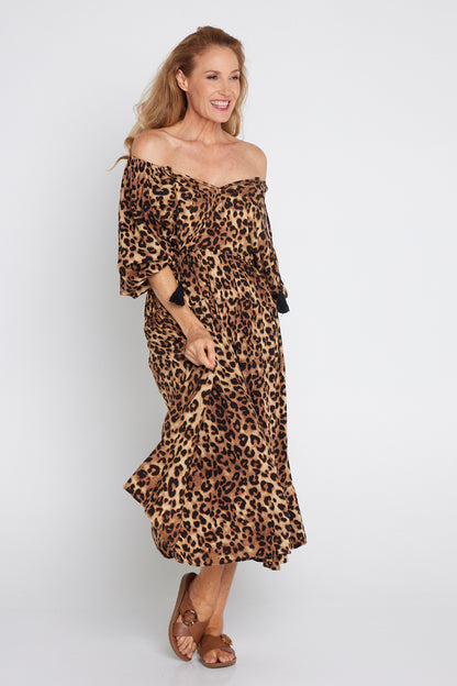 Elise Dress - Brown Leopard Print