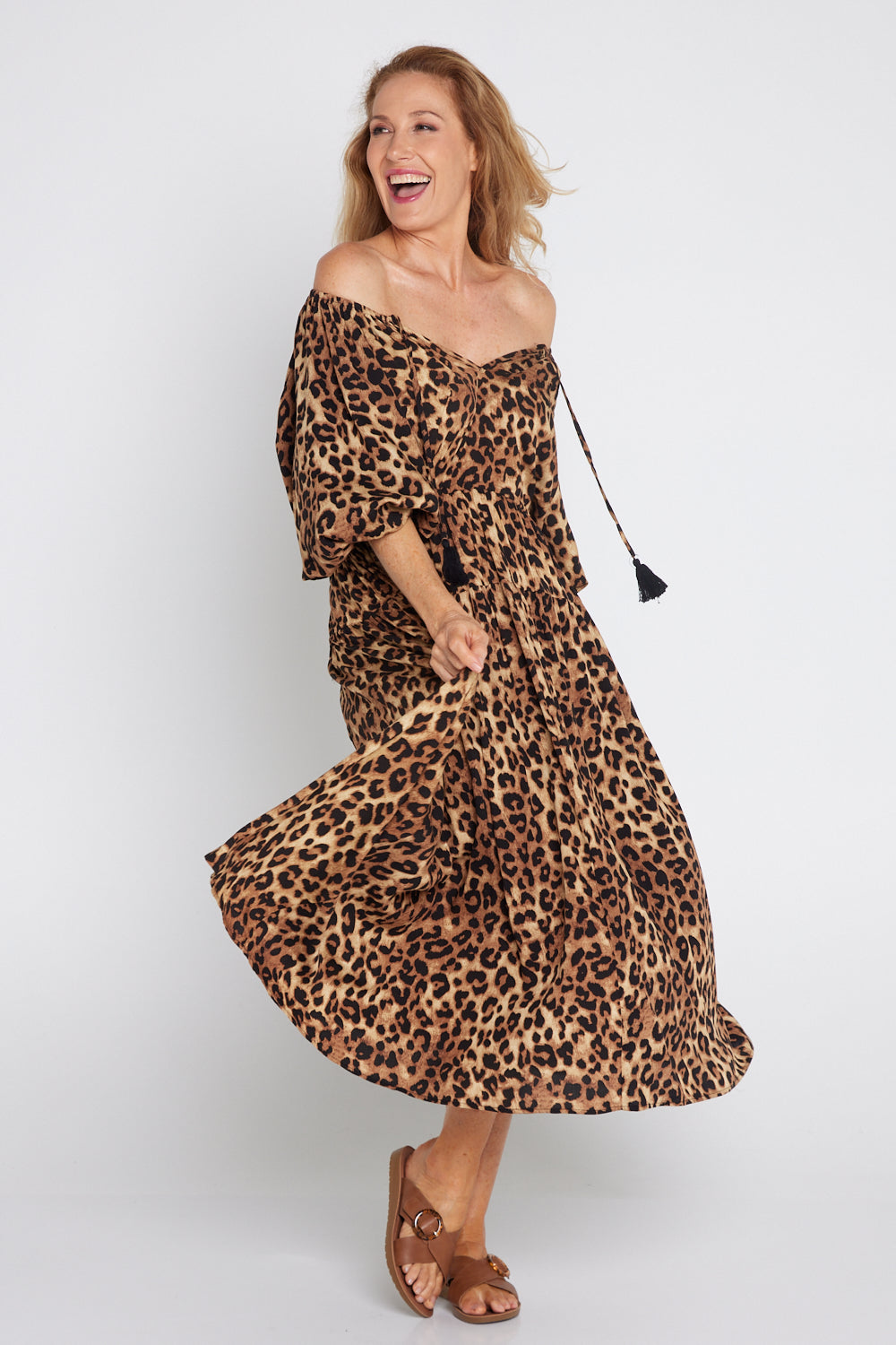 Elise Dress - Brown Leopard Print