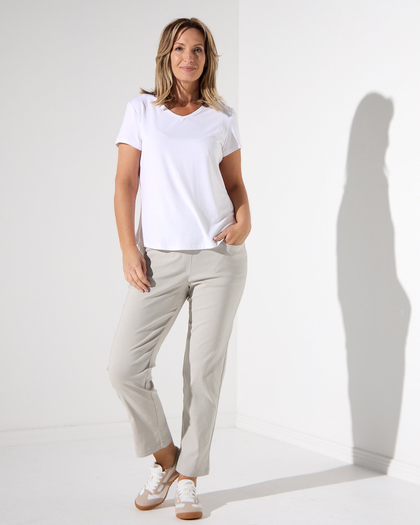 Ella Essential Stretch Pants - Stone