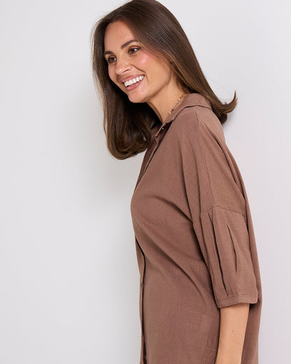 Elton Linen Shirt - Cocoa