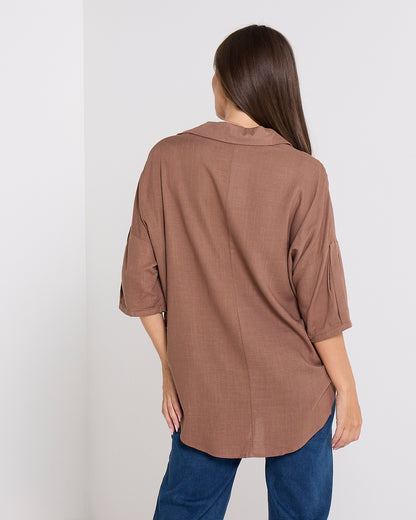 Elton Linen Shirt - Cocoa