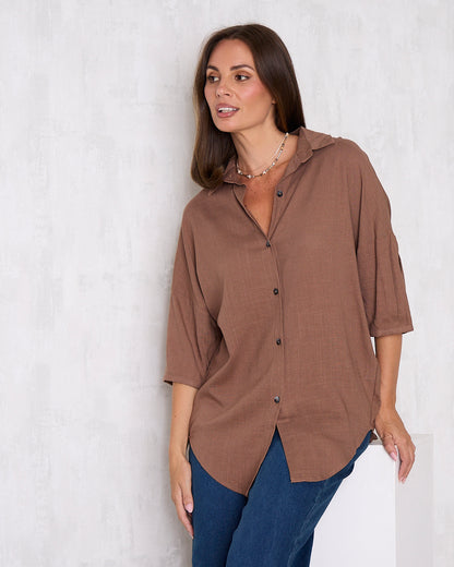 Elton Linen Shirt - Cocoa