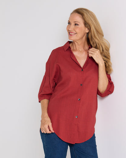 Elton Linen Shirt - Rust