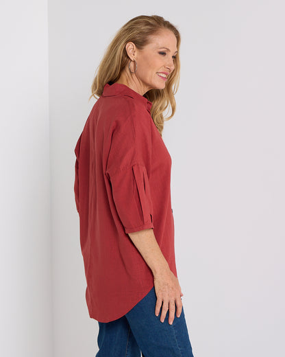 Elton Linen Shirt - Rust