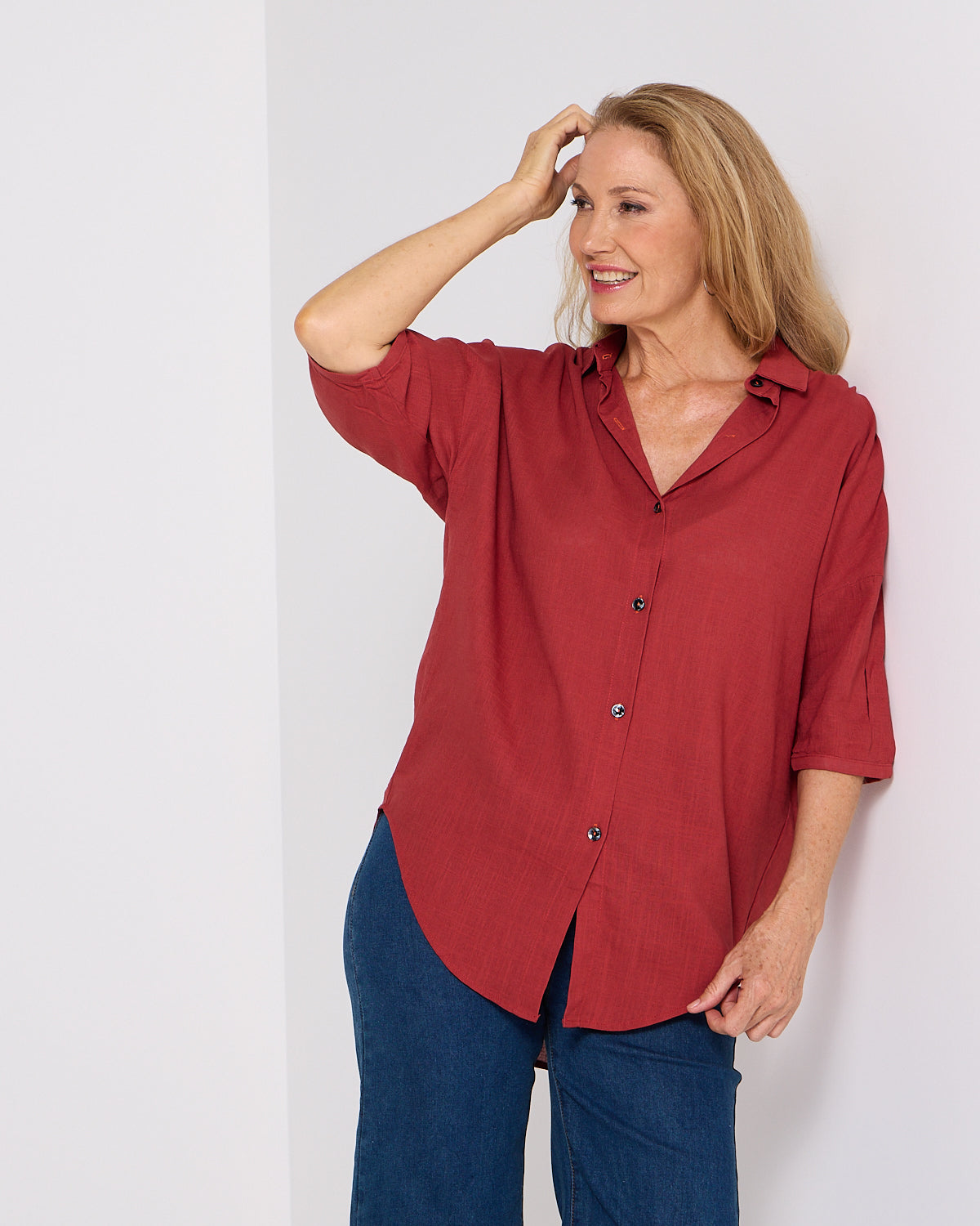 Elton Linen Shirt - Rust