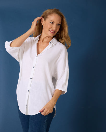 Elton Linen Shirt - White