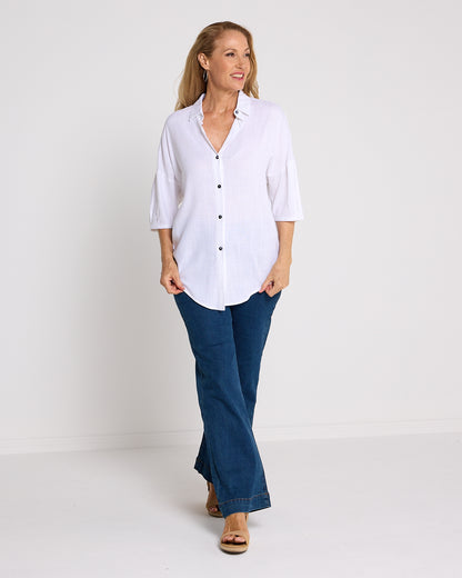 Elton Linen Shirt - White