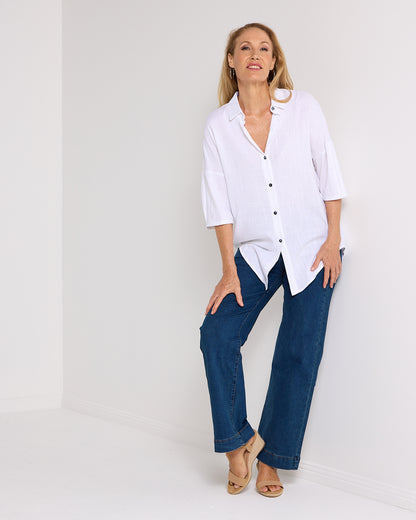 Elton Linen Shirt - White