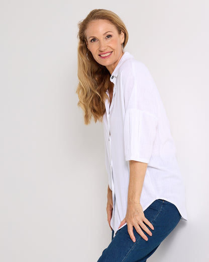 Elton Linen Shirt - White