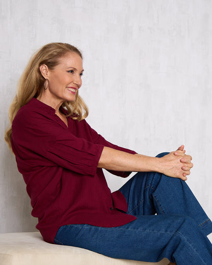 Elton Linen Shirt - Burgundy