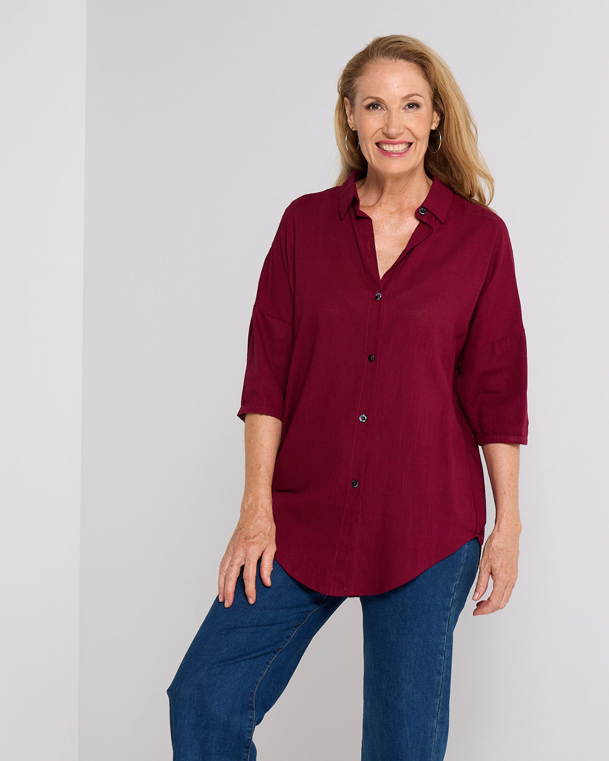 Elton Linen Shirt - Burgundy