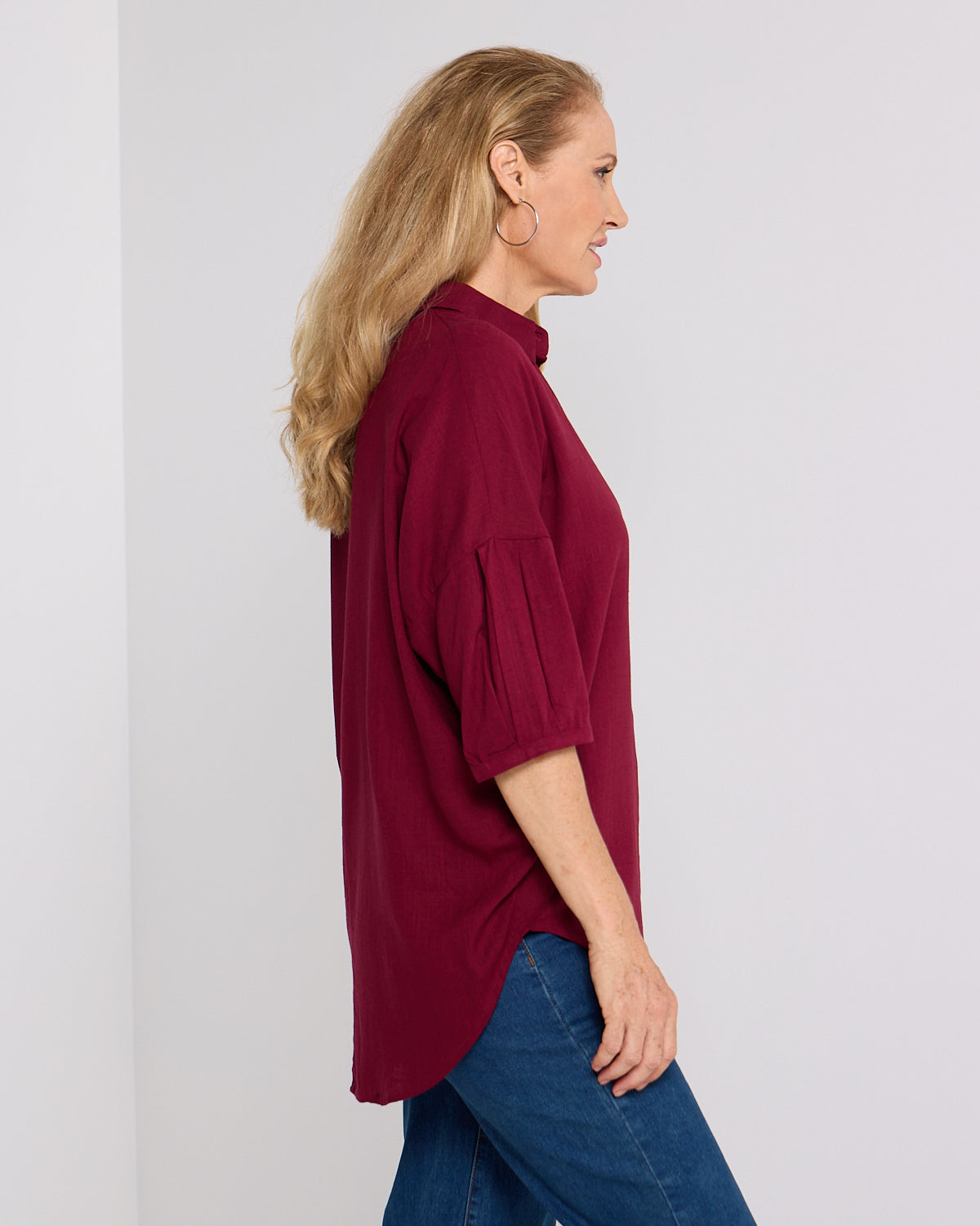 Elton Linen Shirt - Burgundy