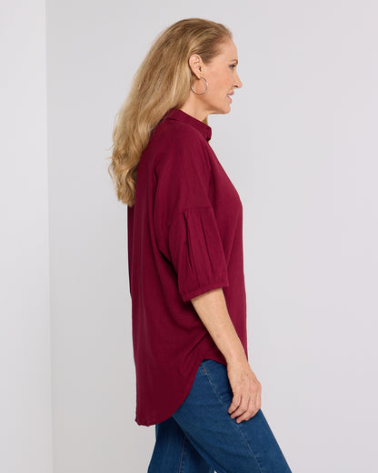Elton Linen Shirt - Burgundy