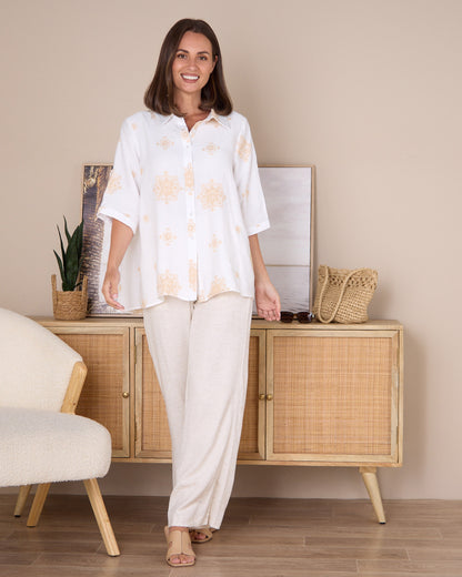 Vivian Linen Trousers - Beige