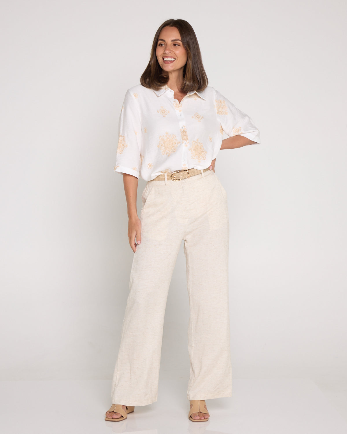 Vivian Linen Trousers - Beige
