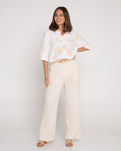 Vivian Linen Trousers - Beige