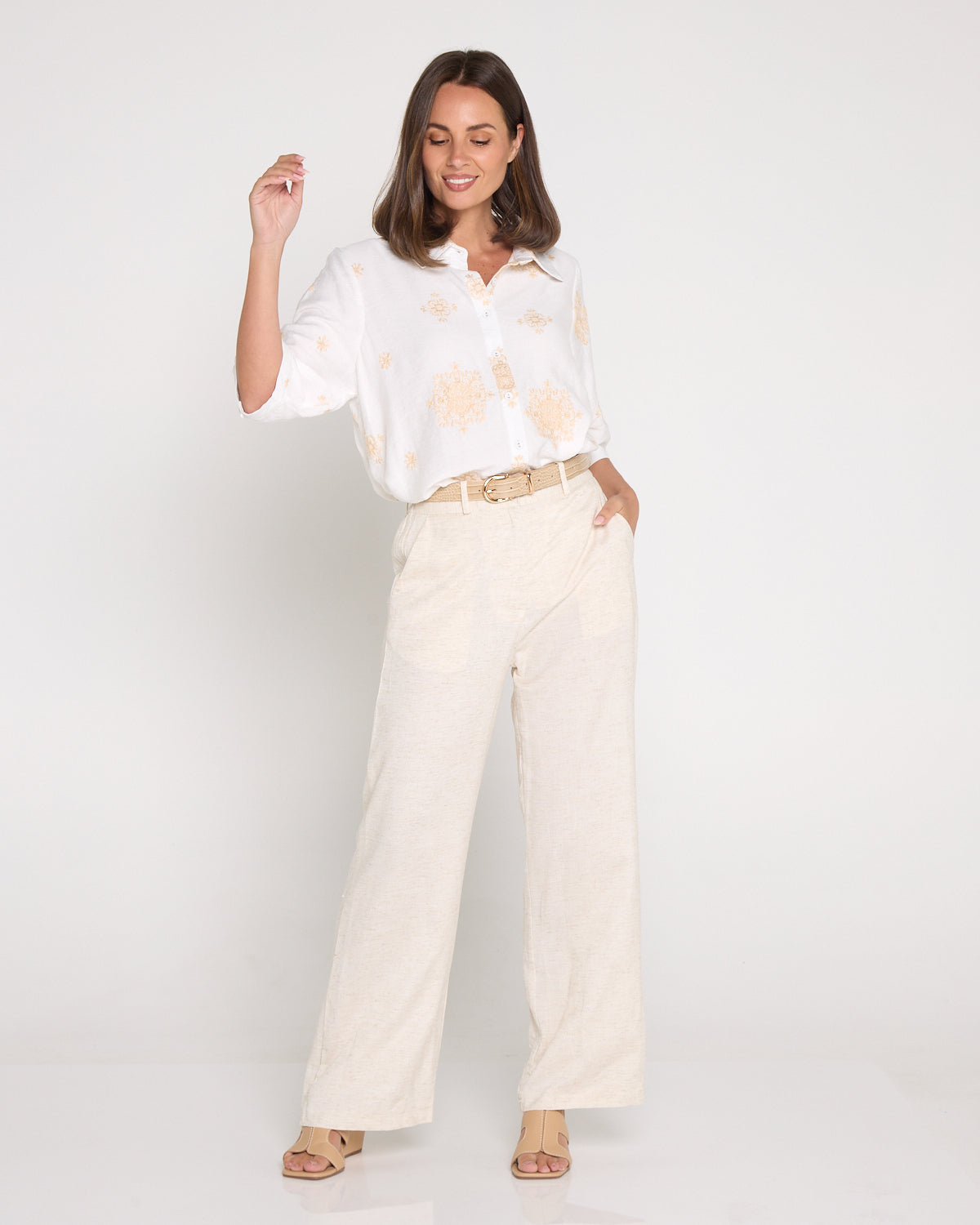 Vivian Linen Trousers - Beige