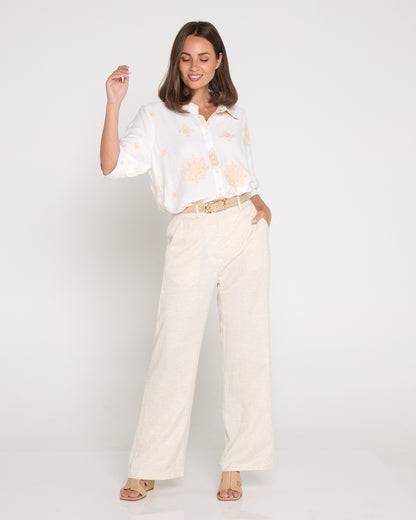 Vivian Linen Trousers - Beige