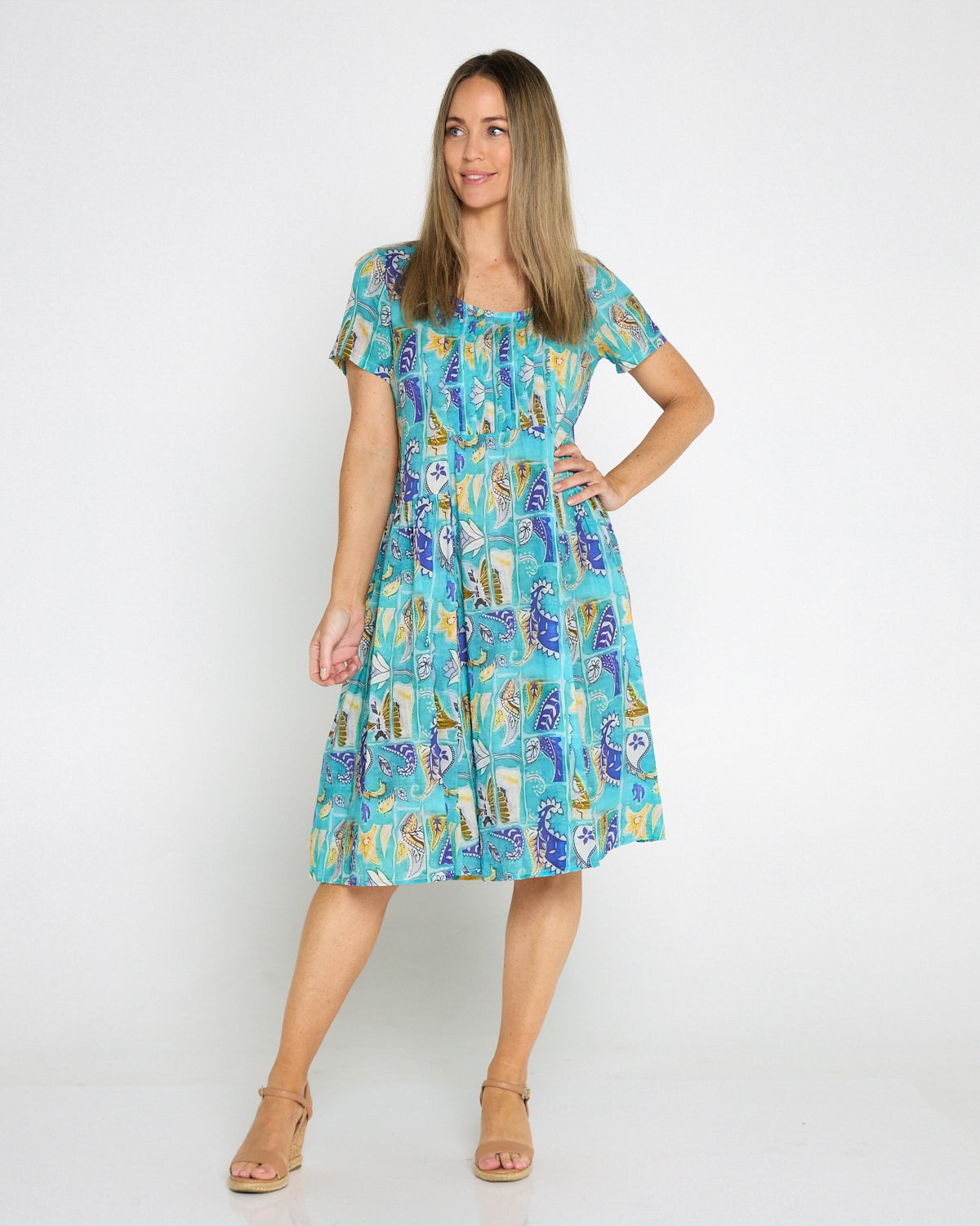 Emery Cotton Dress - Seaside Paisley