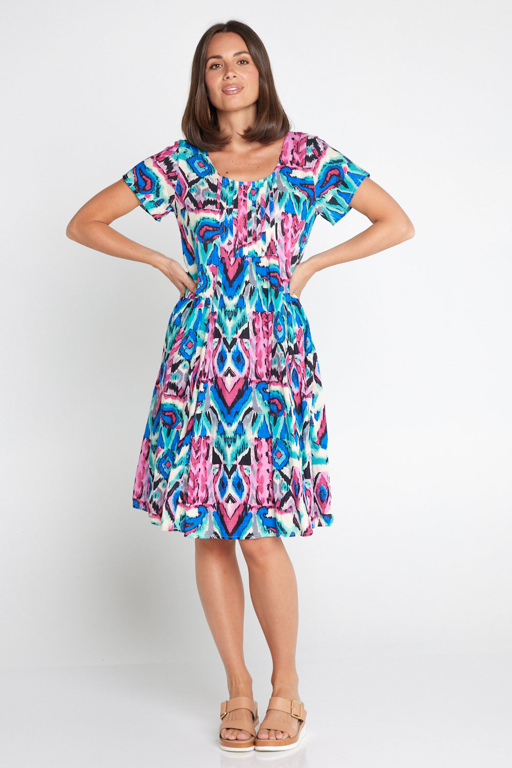Emery Dress - Royal/Pink Ikat