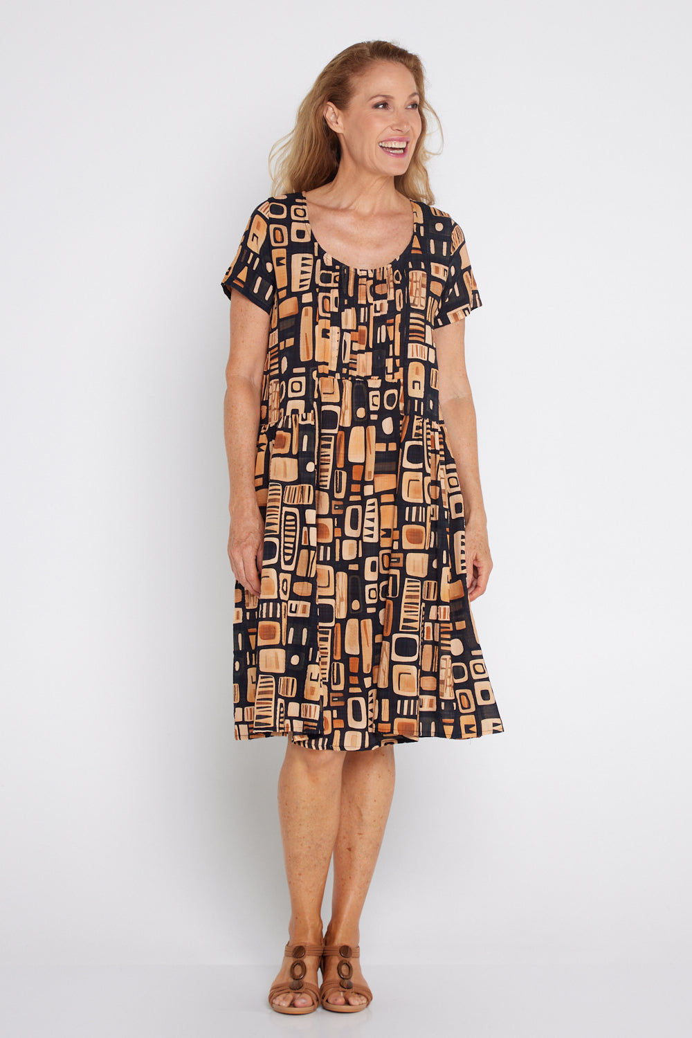 Emery Dress - Golden Brown 70s