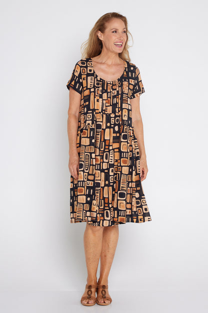 Emery Dress - Golden Brown 70s