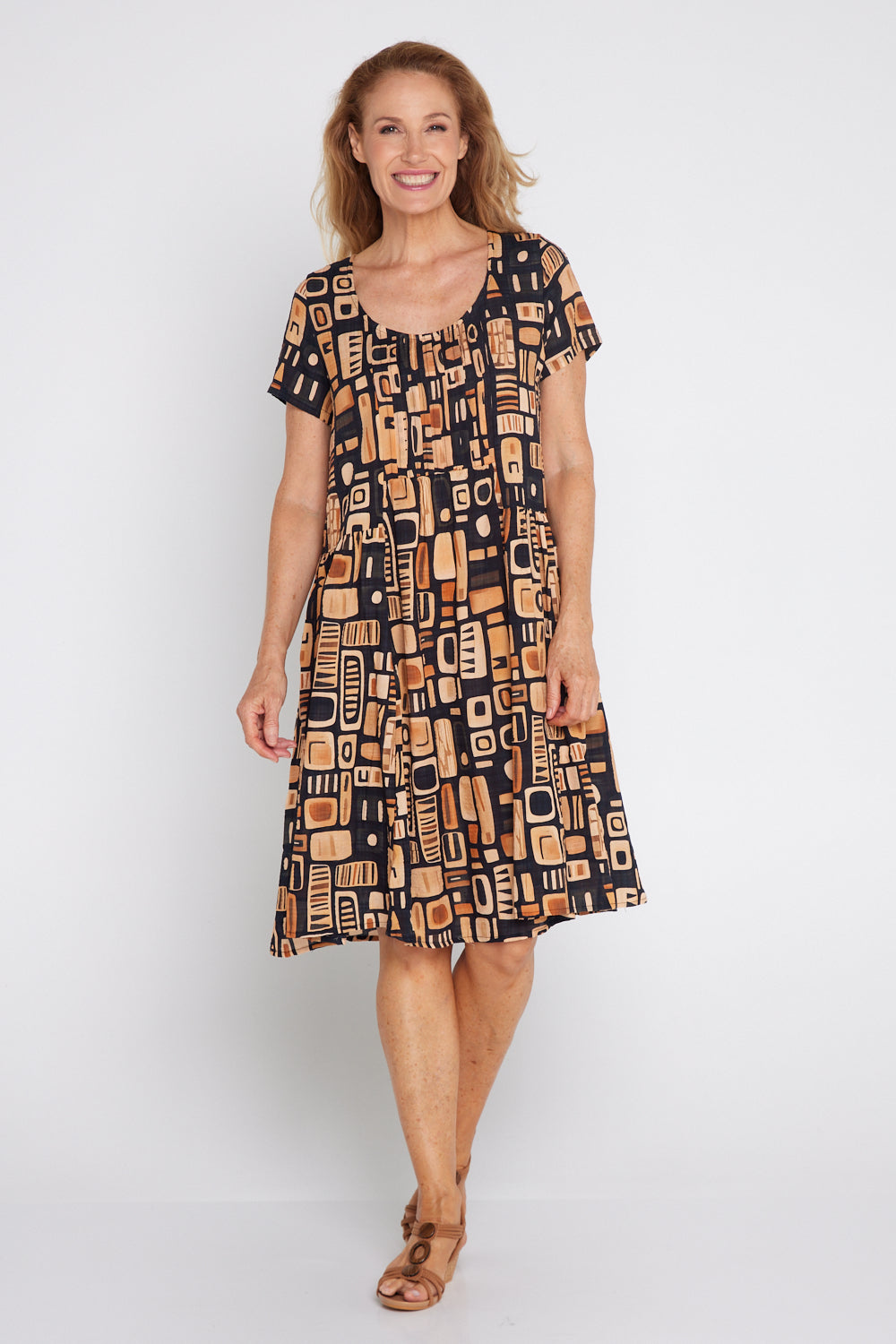 Emery Dress - Golden Brown 70s