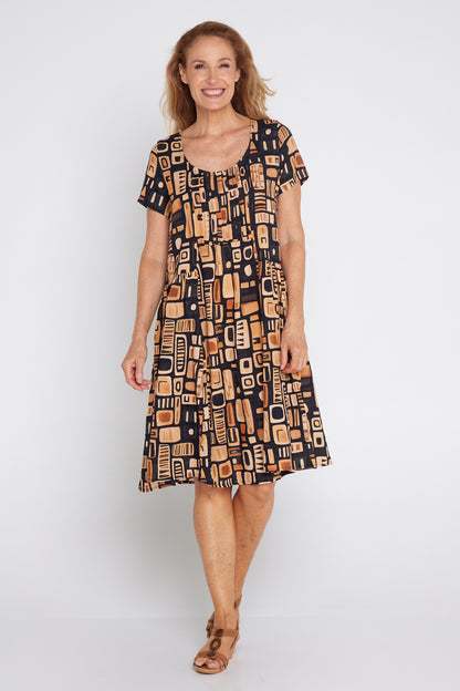 Emery Dress - Golden Brown 70s