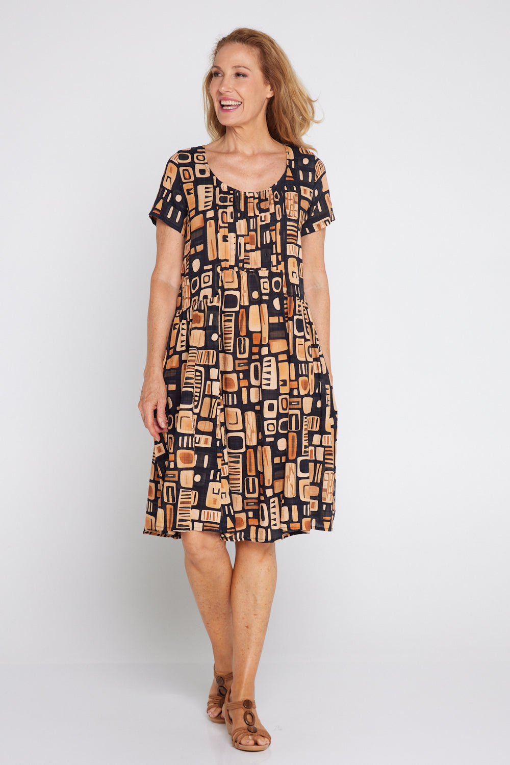 Emery Dress - Golden Brown 70s