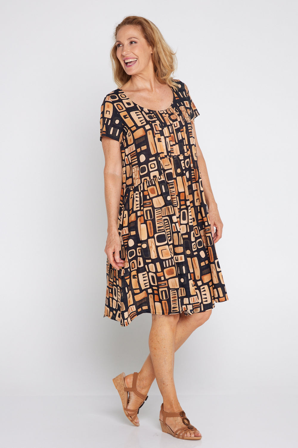 Emery Dress - Golden Brown 70s