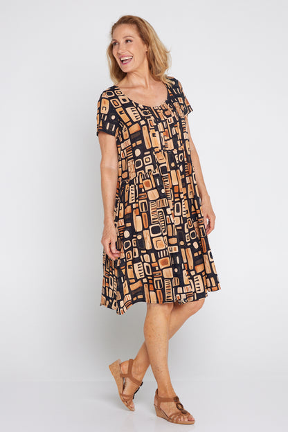 Emery Dress - Golden Brown 70s
