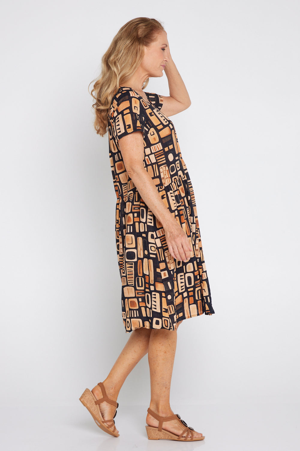 Emery Dress - Golden Brown 70s