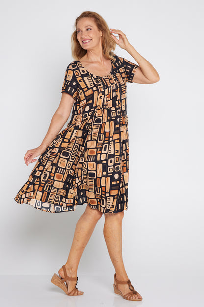 Emery Dress - Golden Brown 70s