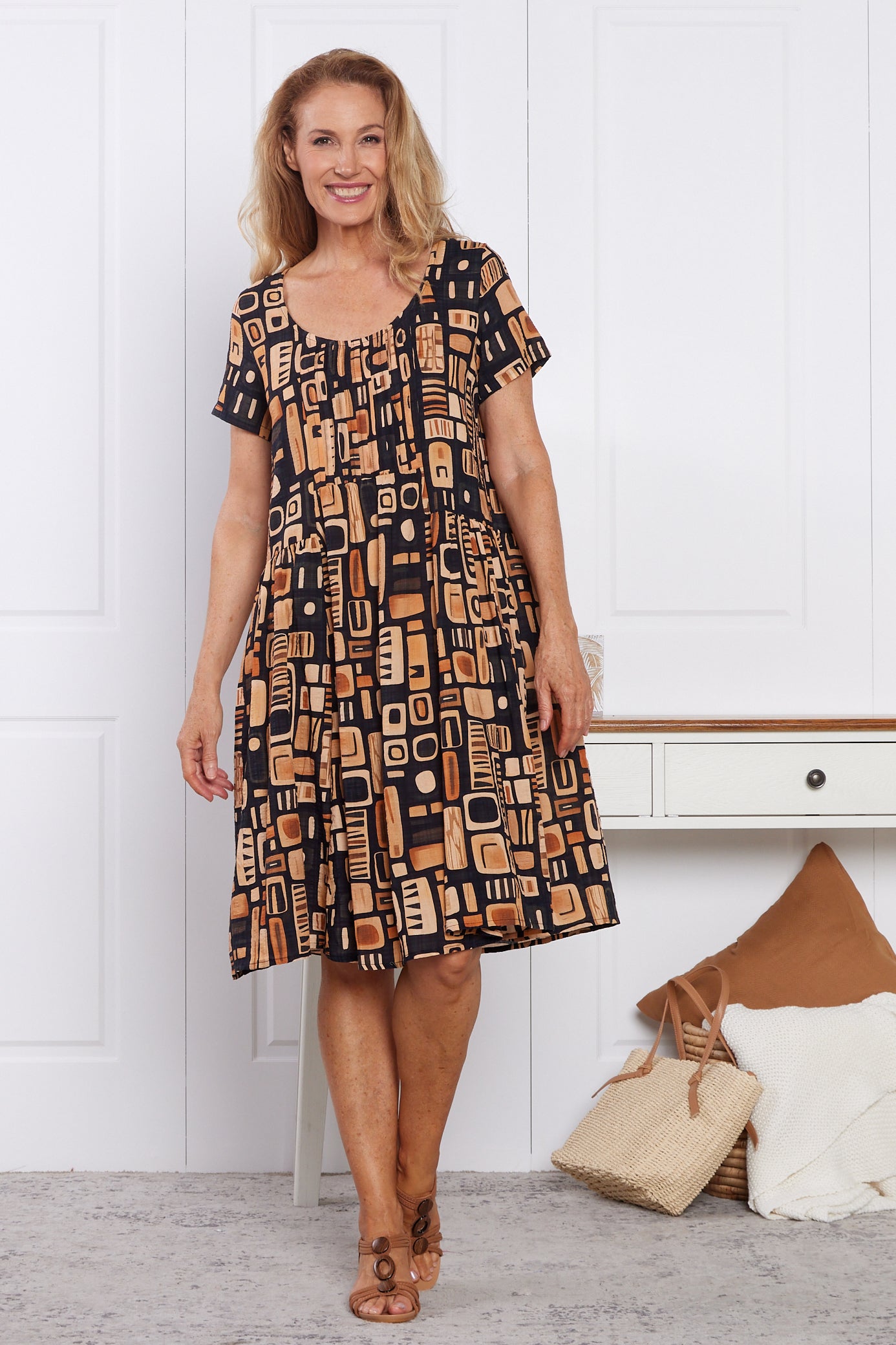 Emery Dress - Golden Brown 70s