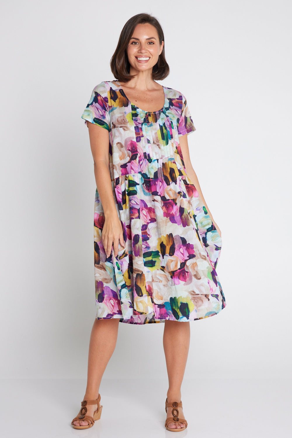 Emery Dress - Pastel Floral Painting