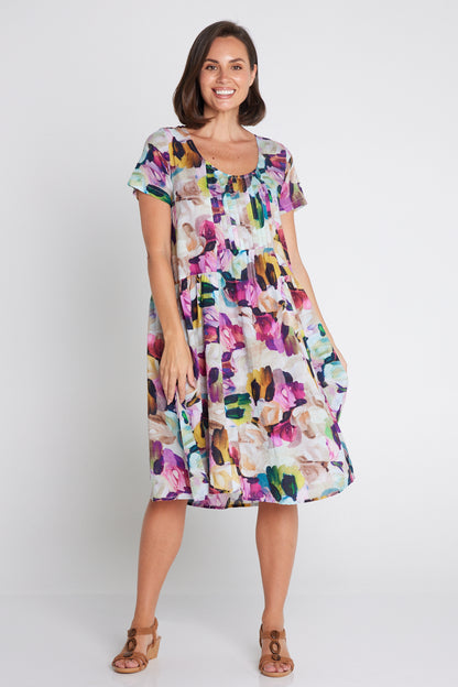 Emery Dress - Pastel Floral Painting