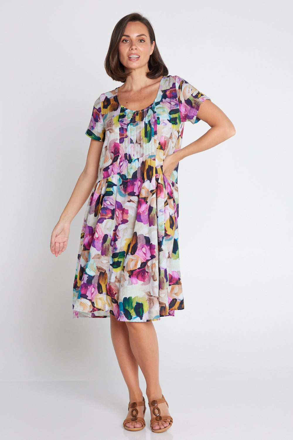 Emery Dress - Pastel Floral Painting